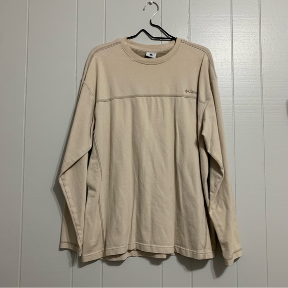 Men’s Beige Columbia Crew Neck Long Sleeve Lightweight Sweatshirt Top - Picture 1 of 6